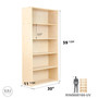 RRI Goods 100% Birch Plywood 60" Bookshelf with 5 shelves