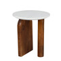 Modern Round Side Table with Marble Top & Wood Base – Elegant Accent Table