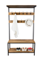 71" Tall Industrial Hall Tree with Coat Hooks and Shoe Storage Bench