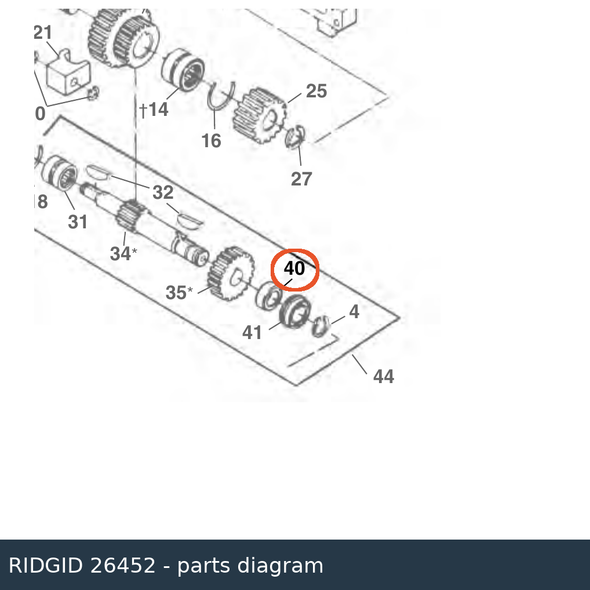 RIDGID 26452 Spacer callout 40 parts diagram