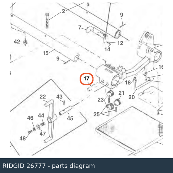 RIDGID 26777 Sine Bar/Pinion Shaft (2) callout 17 parts diagram
