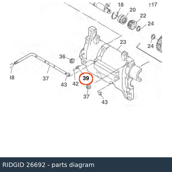 RIDGID 26692 Shifter Detente Spring callout 39 parts diagram