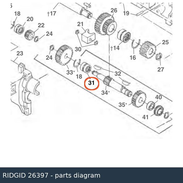 RIDGID 26397 Rear Bearing callout 31 parts diagram
