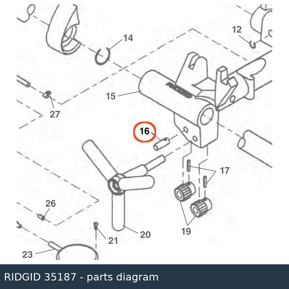 RIDGID 35187 Pinion Idler Shaft callout 16 parts diagram