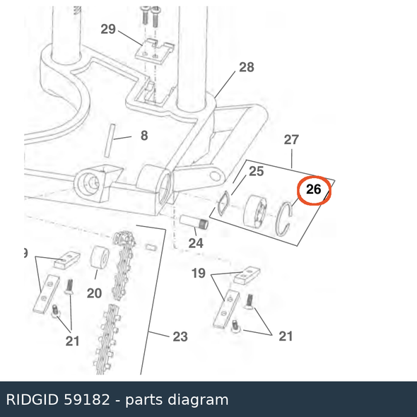 RIDGID 59182 Retaining Ring callout 26 parts diagram