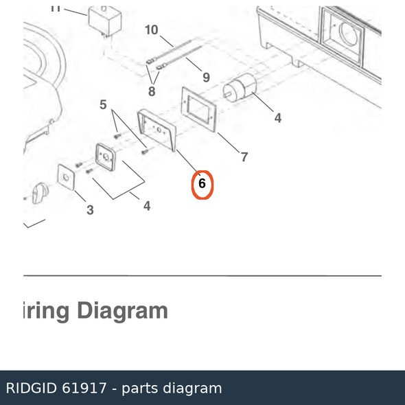 RIDGID 61917 Switch Plate callout 6 parts diagram