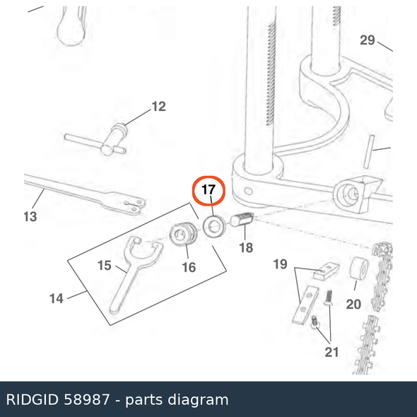 RIDGID 58987 Friction Ring callout 17 parts diagram