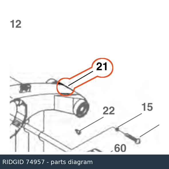 RIDGID 74957 Motor Housing callout 21 parts diagram