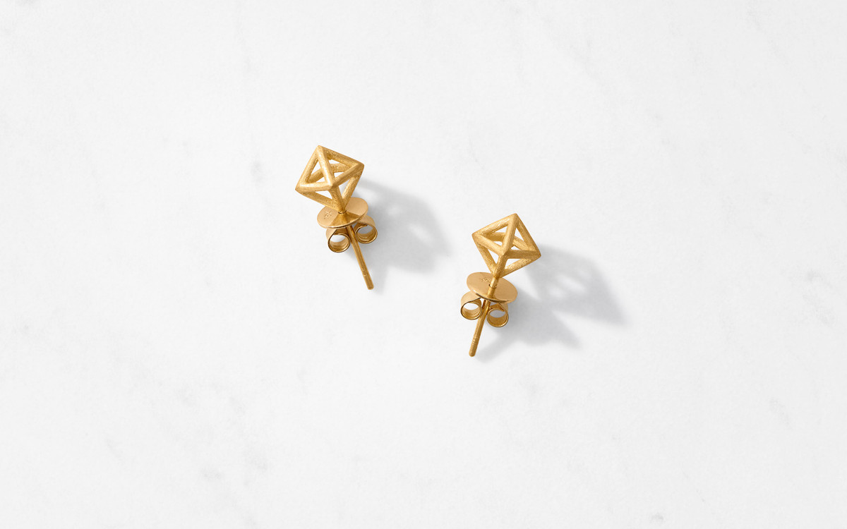 Cage Stud Earrings Satin