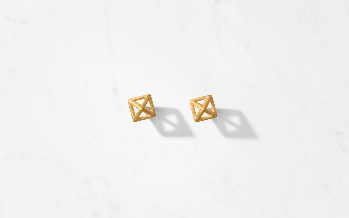 Cage Stud Earrings Satin