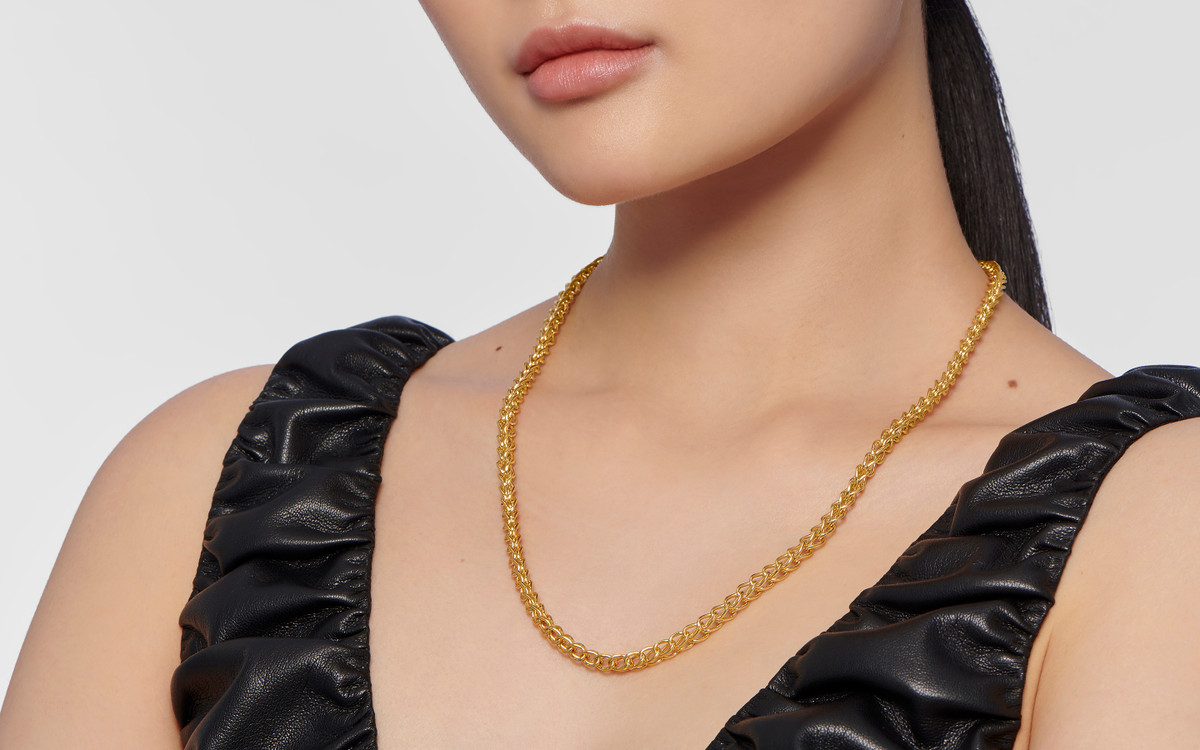 Shop Signature Cage Necklace (No Diamonds) on Oval Long Chain in 18K Gold  Online