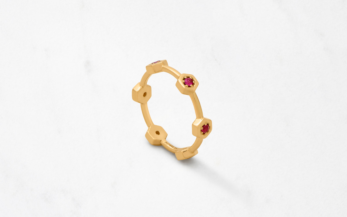 22 karat gold ring with gemstones for man and woman.