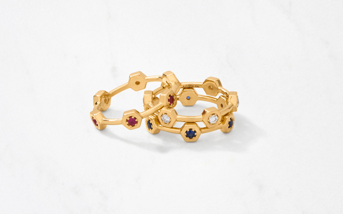 22 karat gold ring with gemstones for man and woman.