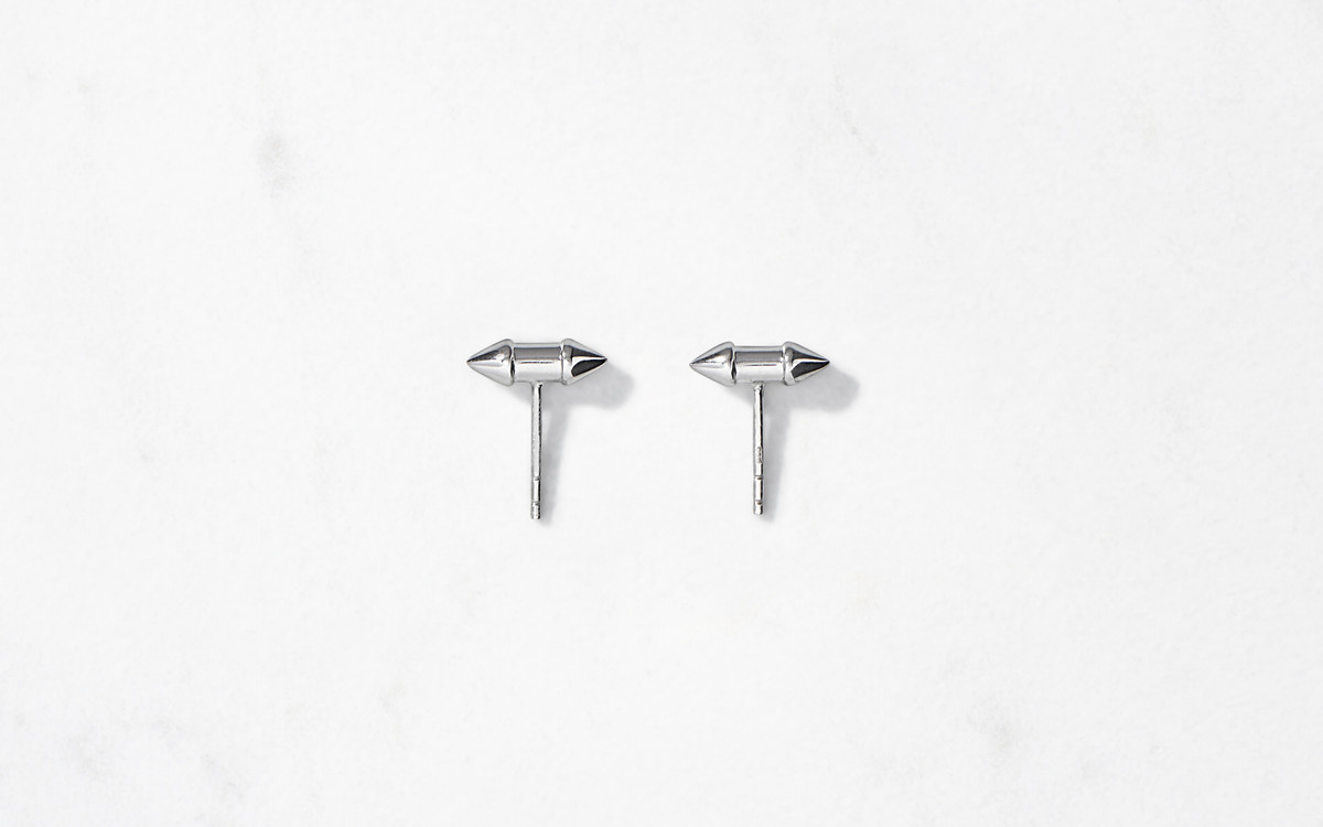 Double Cone Stud Earrings Silver