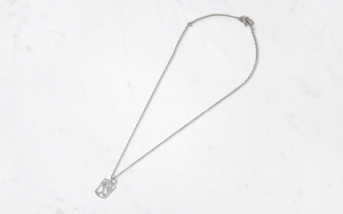 Linear Maze Pendant & Chain Small / Silver