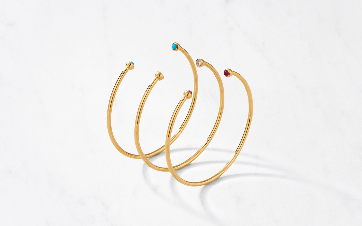 Stoned Gold Ruby Bangle