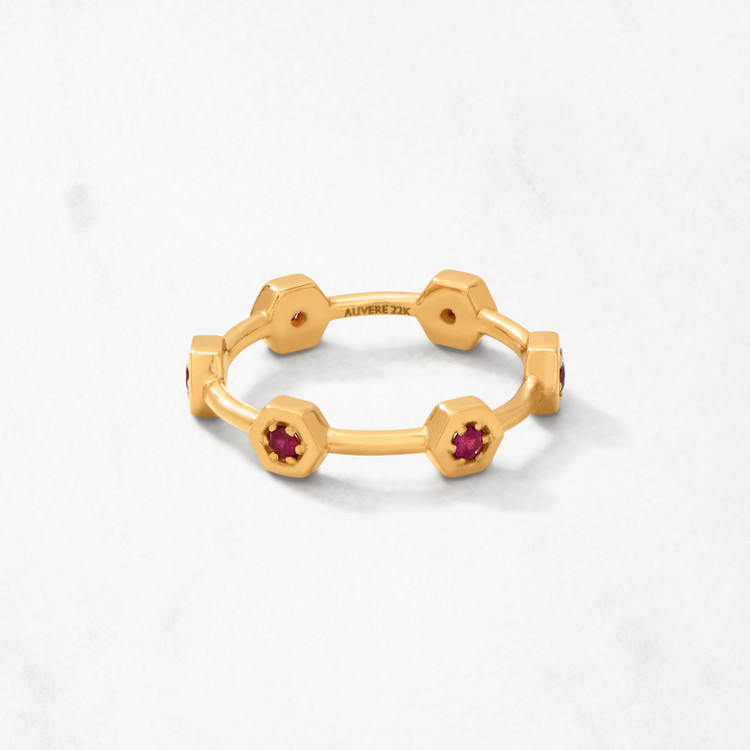 Hexagon Ruby Stack Ring