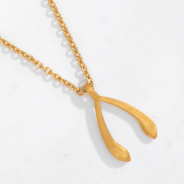 9K Gold Wishbone Necklace - Fallers - Fallers.com - Fallers Irish Jewelry