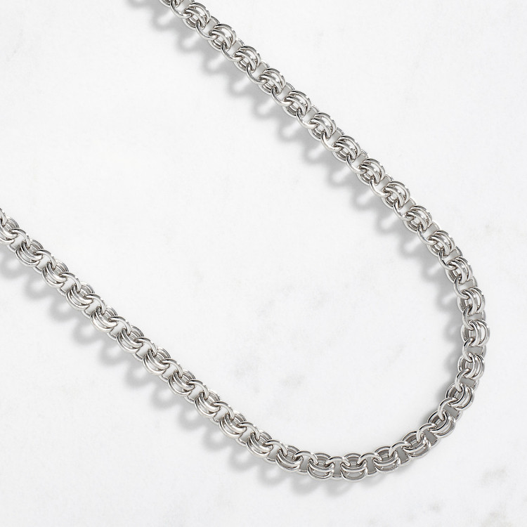 Bold Link & Curb Double Chain Necklace – Statement Grey