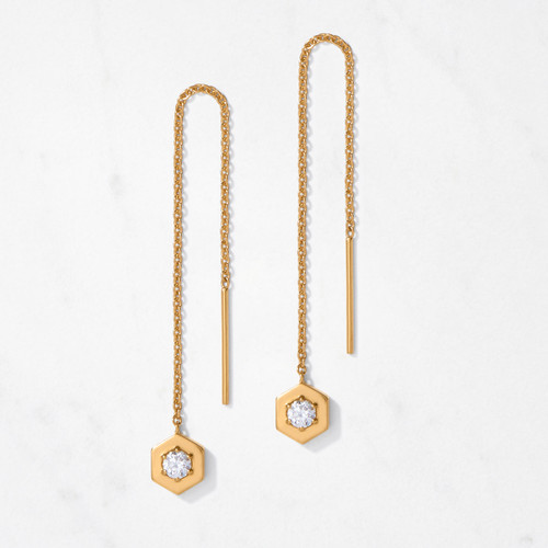 アクセサリー EDDERA Gold Key Hole Cuff Dangling Chain Ear