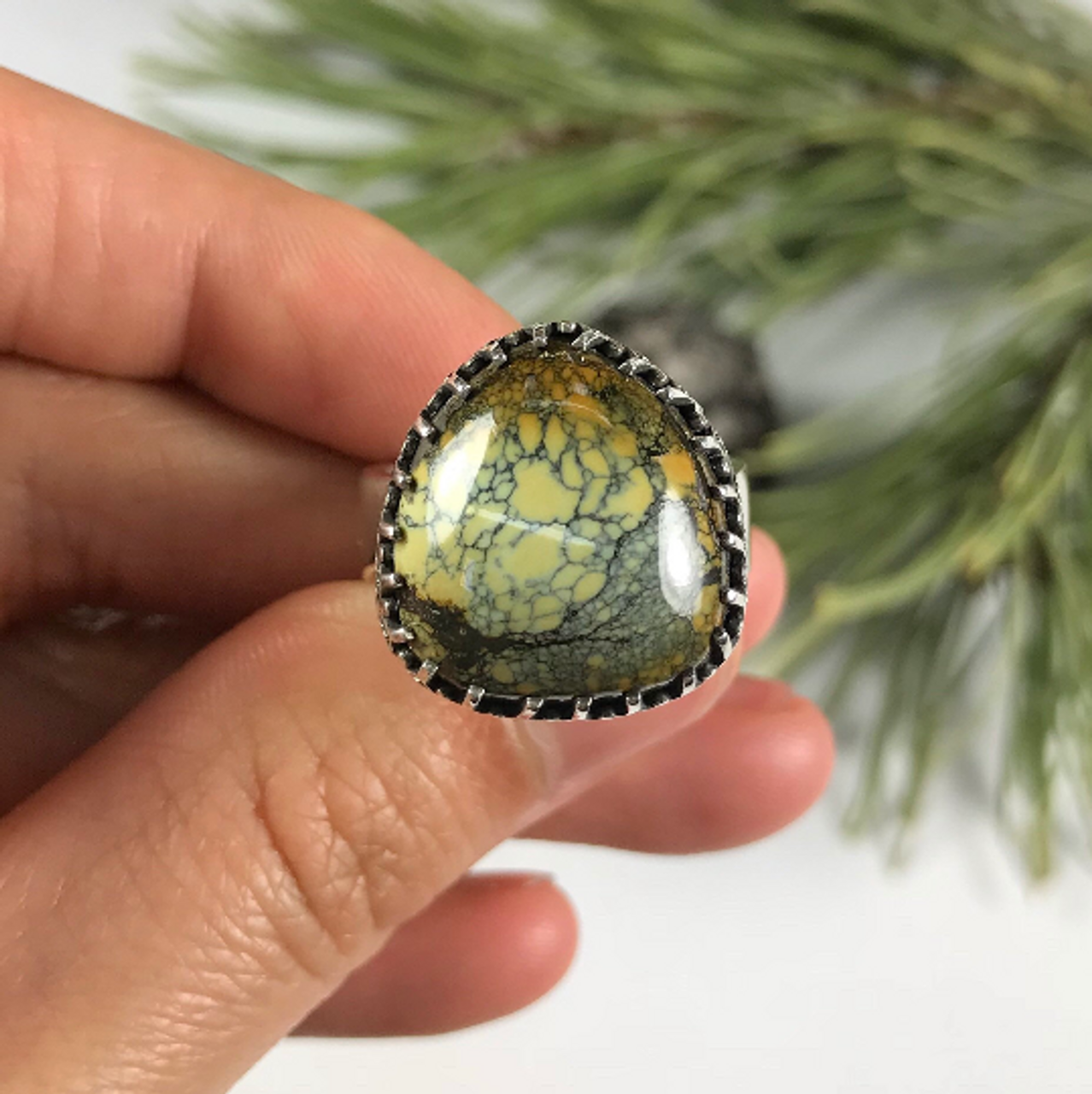 tortoise ring in silver in which finger