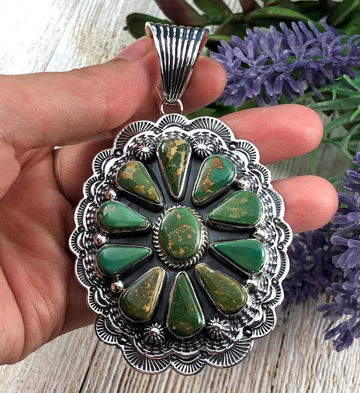 Natural King's Manassa Turquoise Cluster Pendant