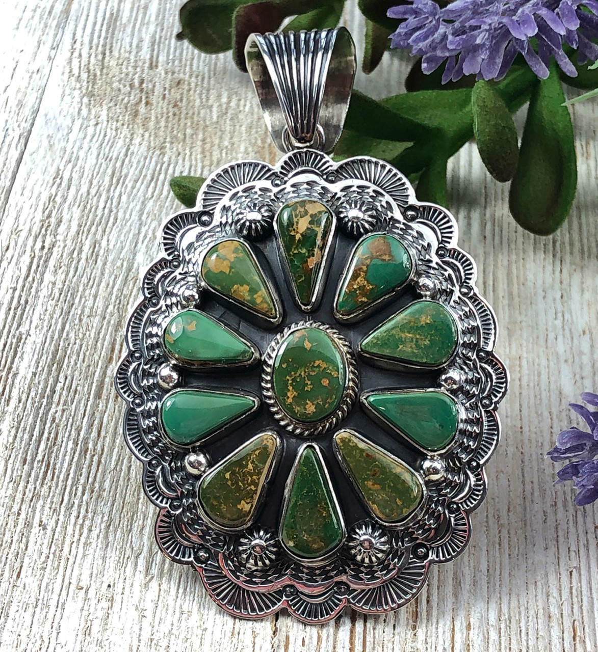 Natural King's Manassa Turquoise Cluster Pendant
