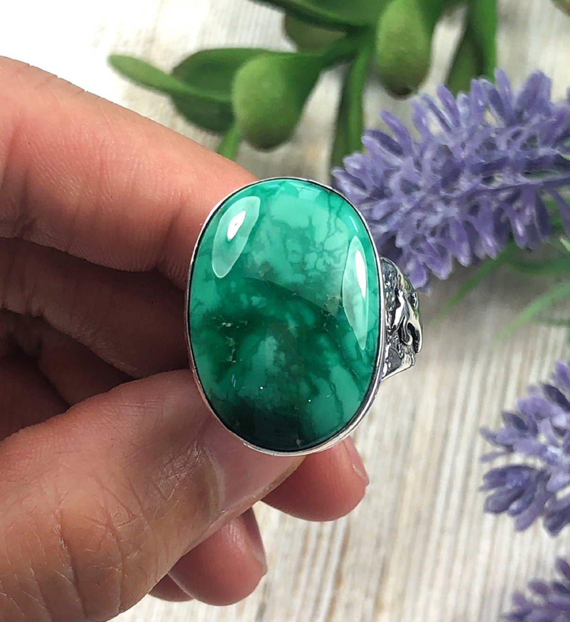 Broken Arrow Variscite Ring Size 8