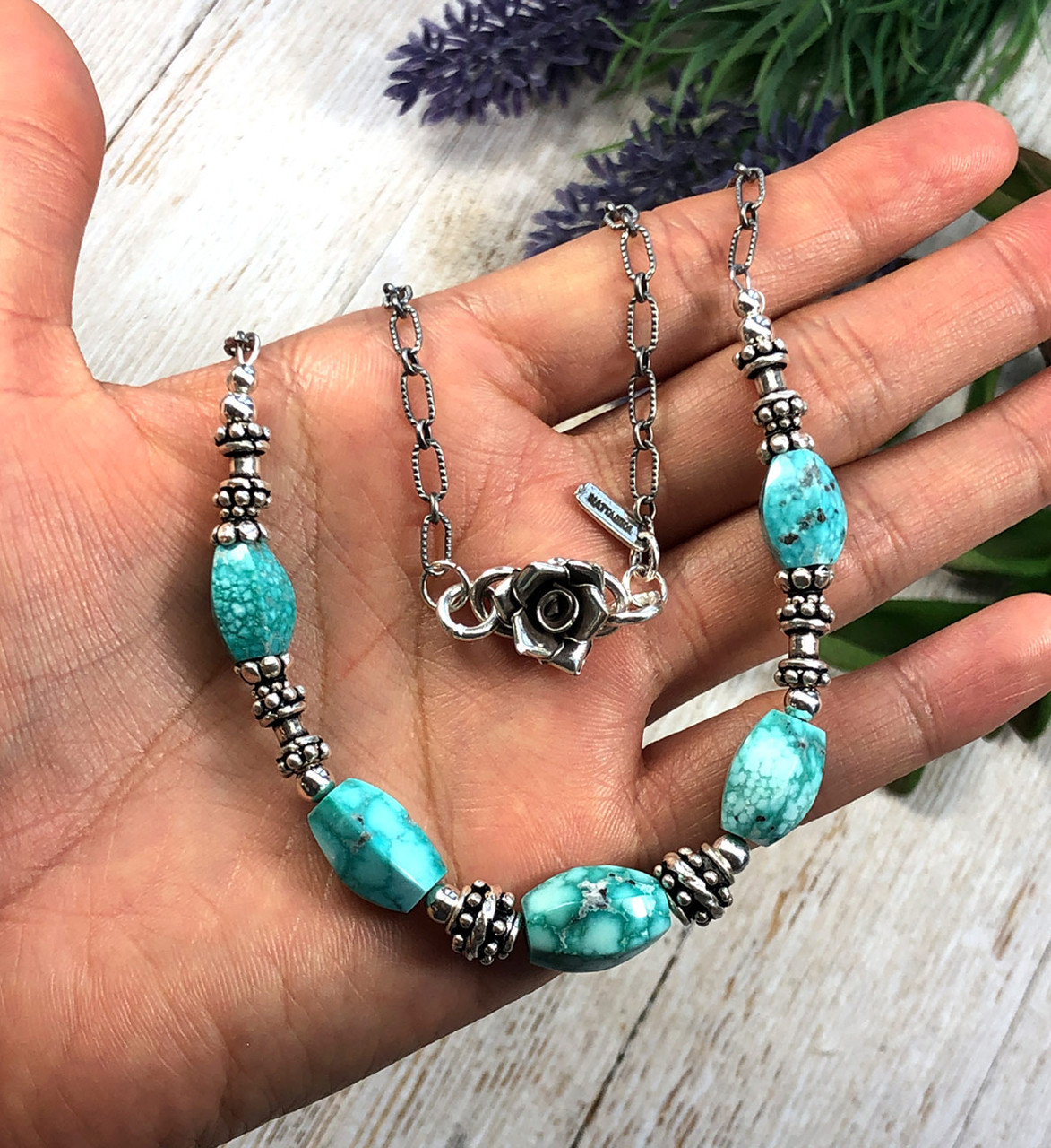 Turquoise beaded ocean paraiba stone necklace – Gemma Azzurro