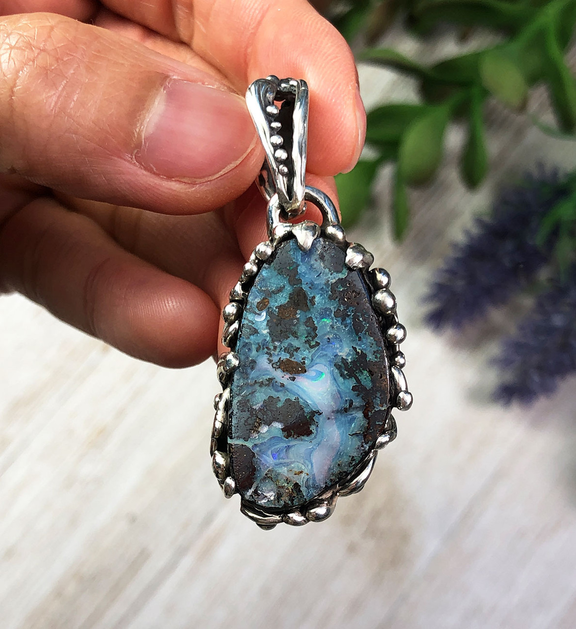 Australian Boulder Opal Pendant - Dillon & Nattarika