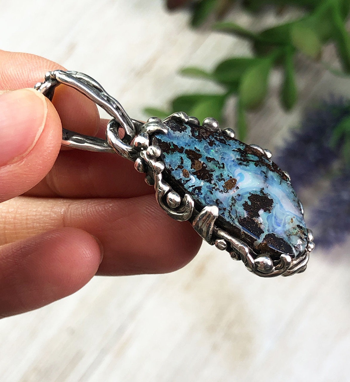 Australian Boulder Opal Pendant - Dillon & Nattarika