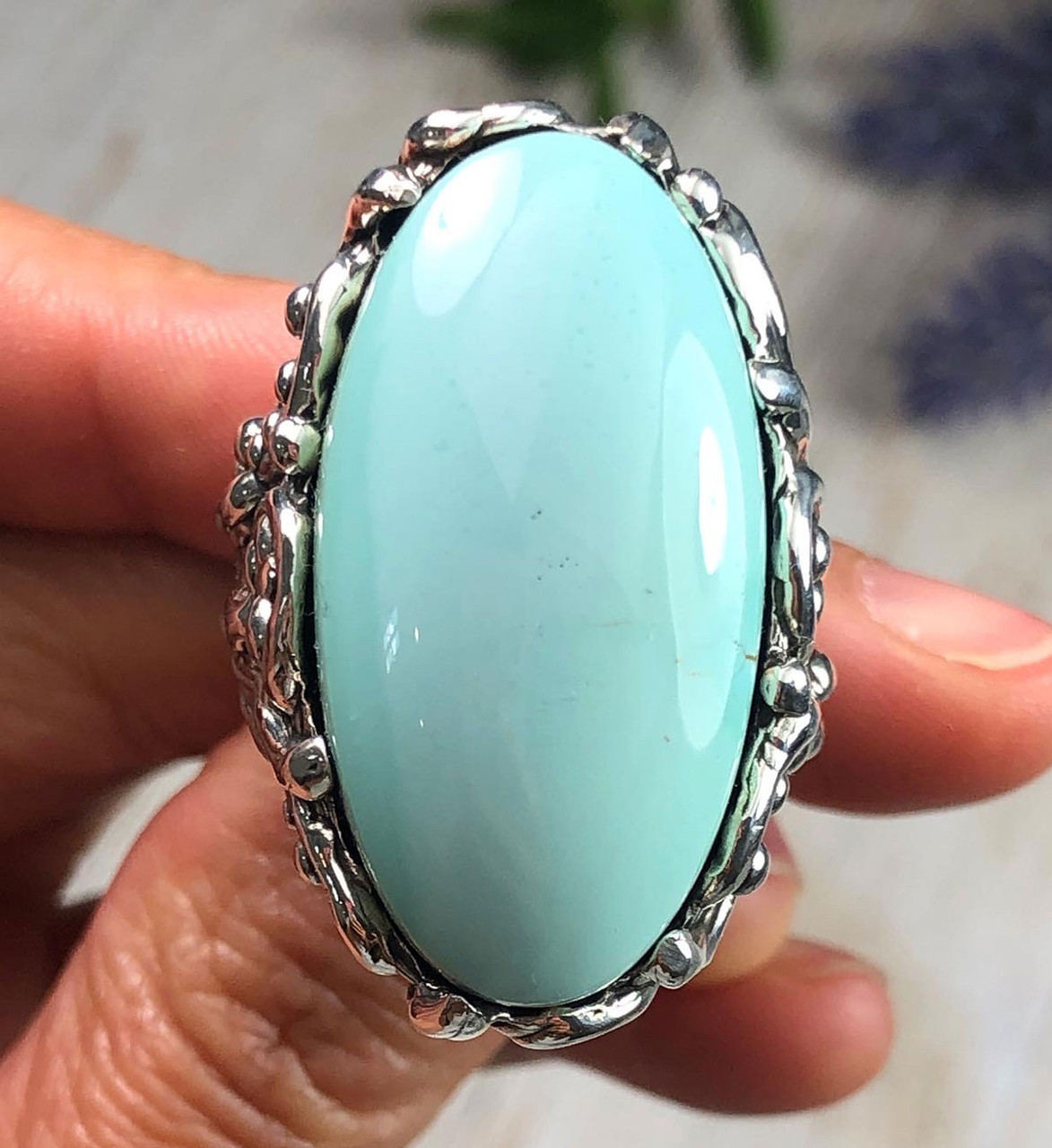 Large Natural Sleeping Beauty Turquoise Ring Size 10