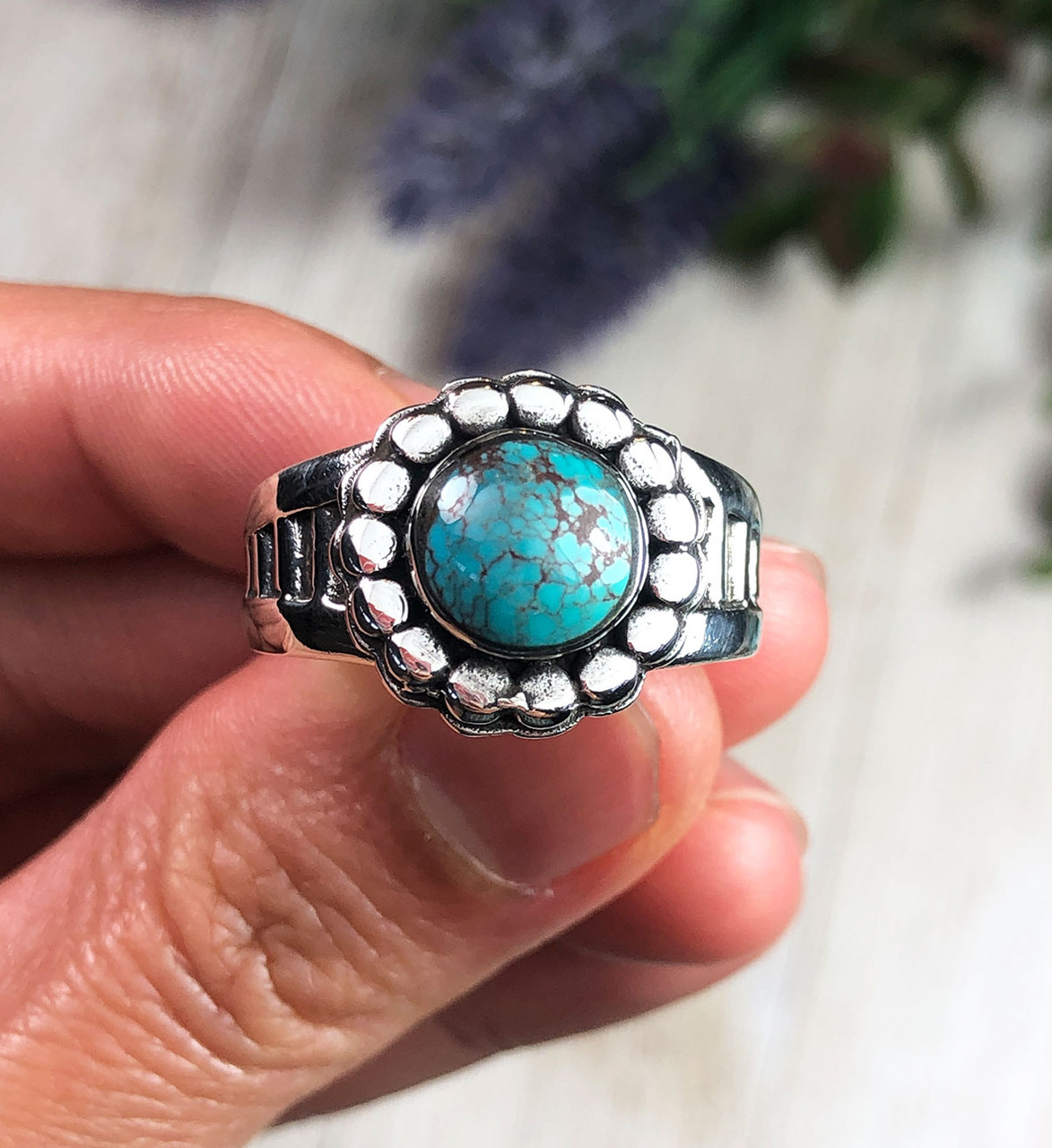 Stormy Mountain Turquoise Ring Size 9 - Dillon & Nattarika