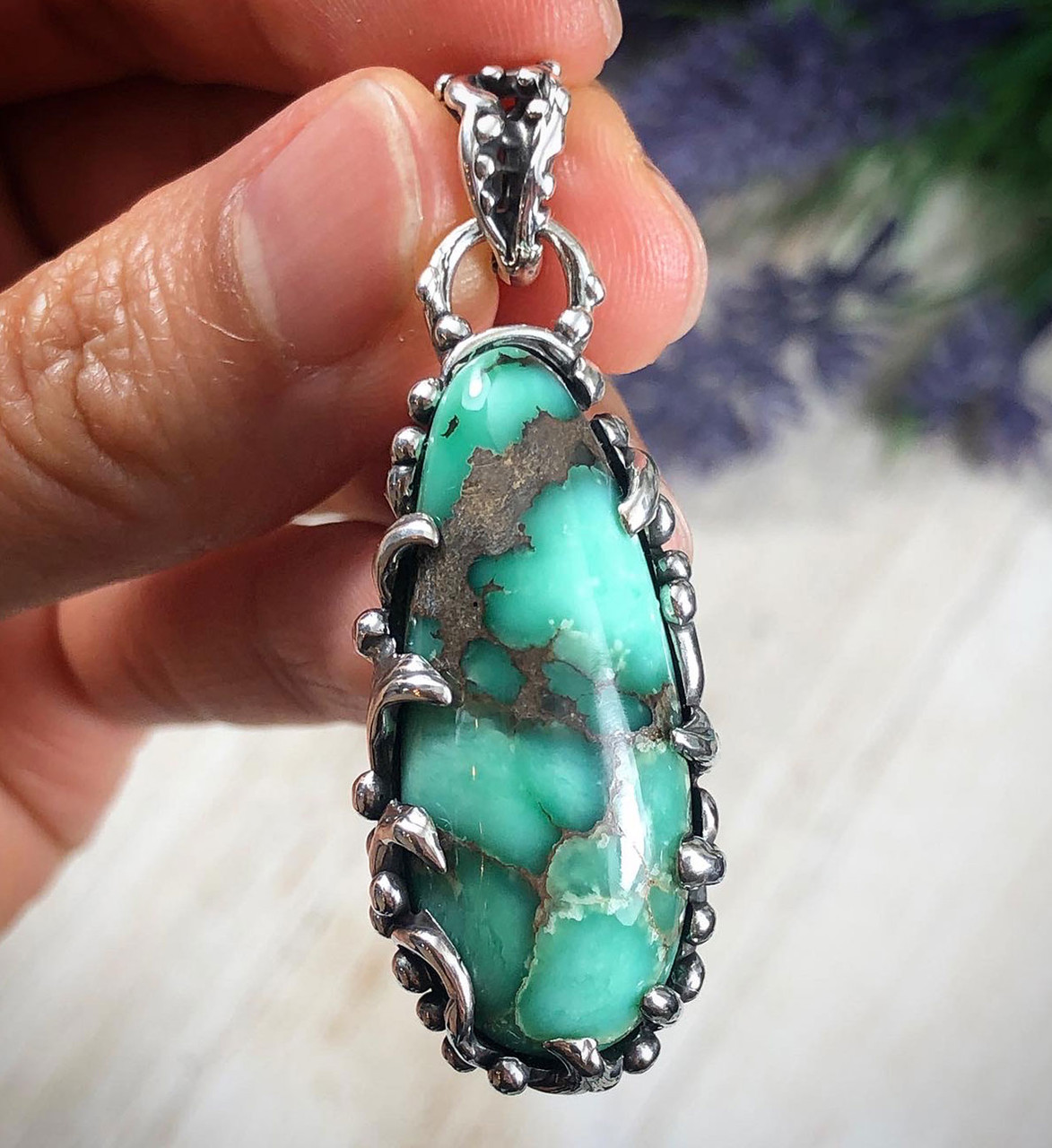 Natural High Grade Damele Variscite Pendant - Dillon & Nattarika