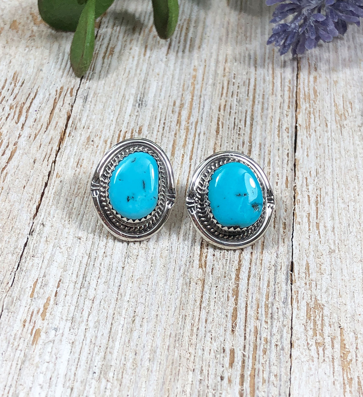 Blue Kingman Turquoise Stud Earrings - Dillon & Nattarika