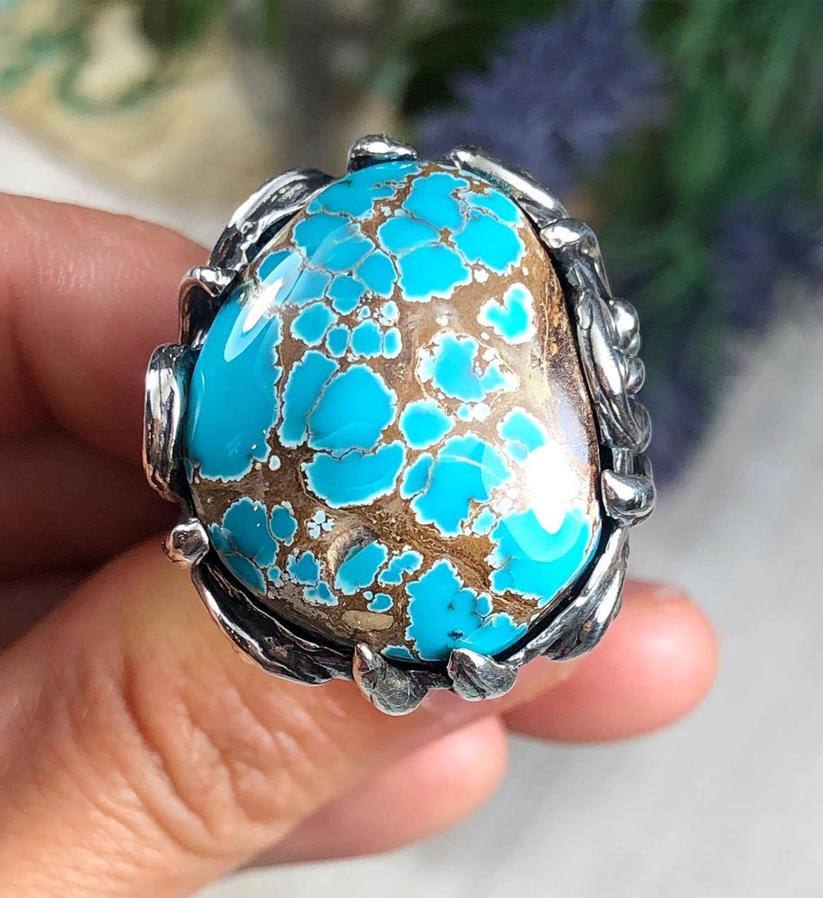 Mens Pilot Mountain Turquoise and Silver Ring - Dillon & Nattarika
