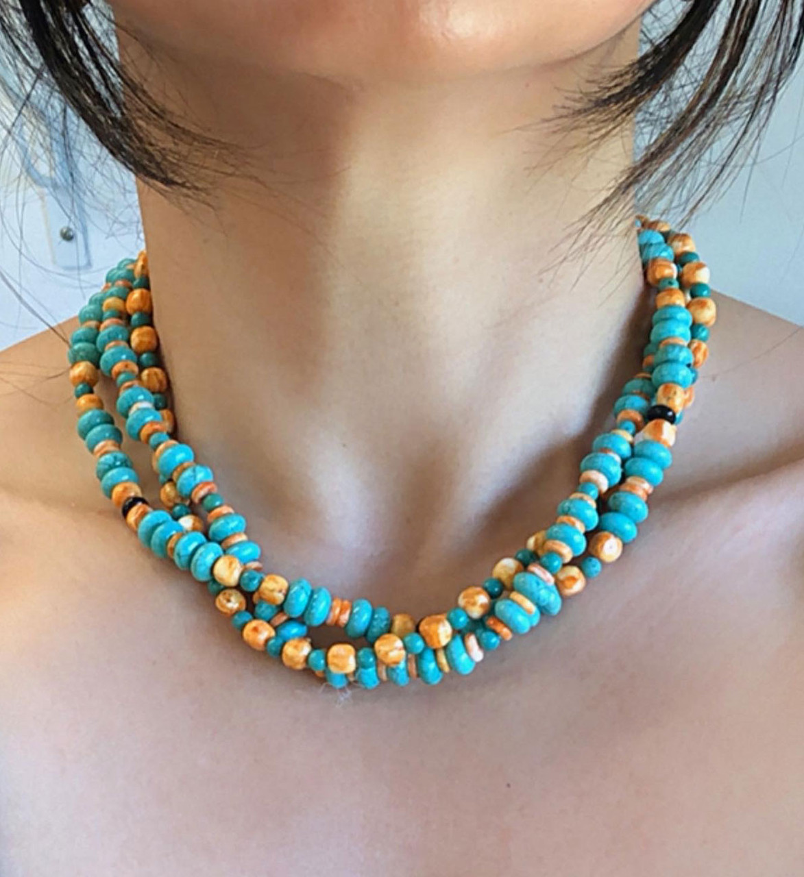 Orange sale turquoise beads