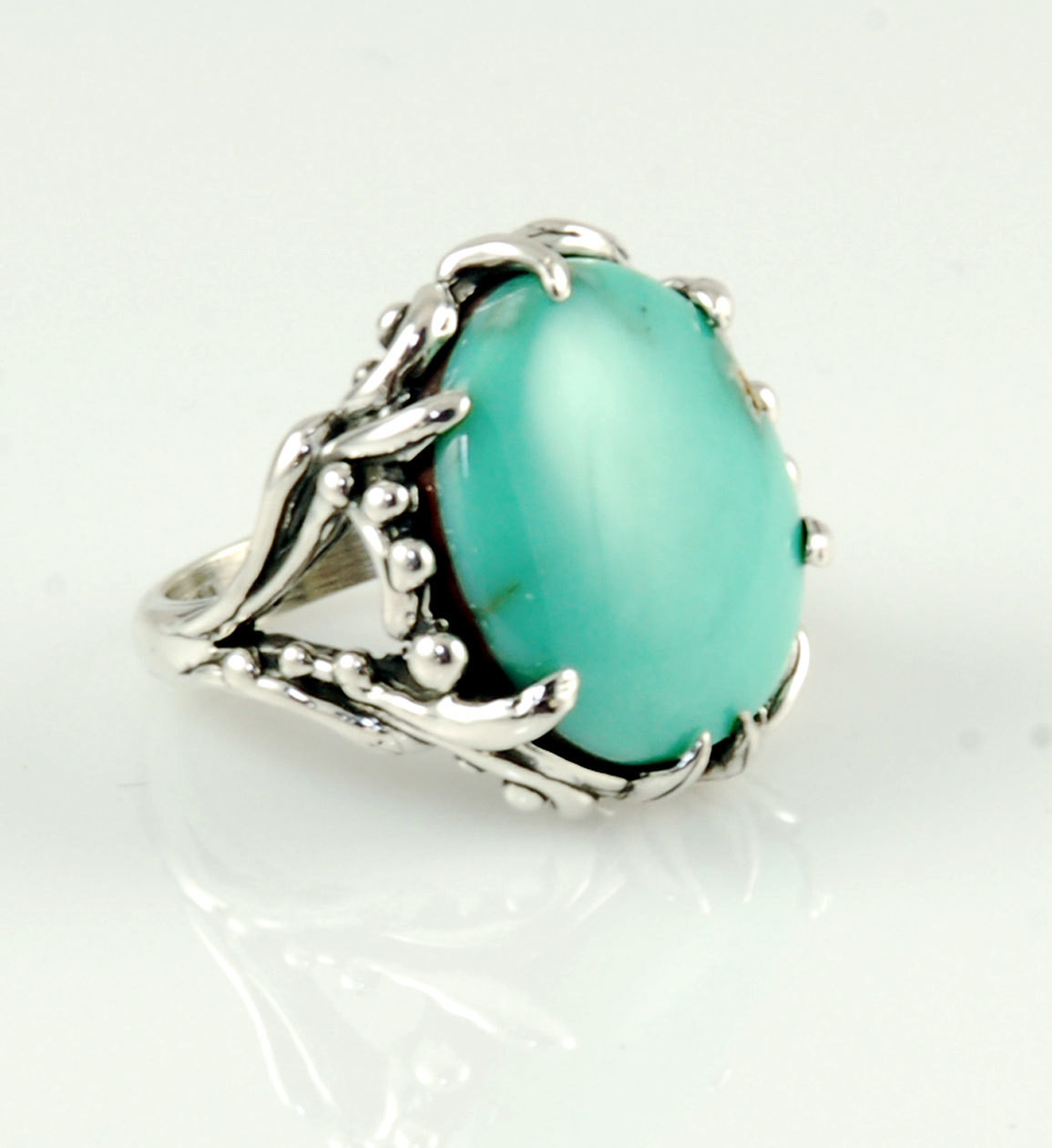 Bohemian Desert Bloom Variscite Ring Size 8