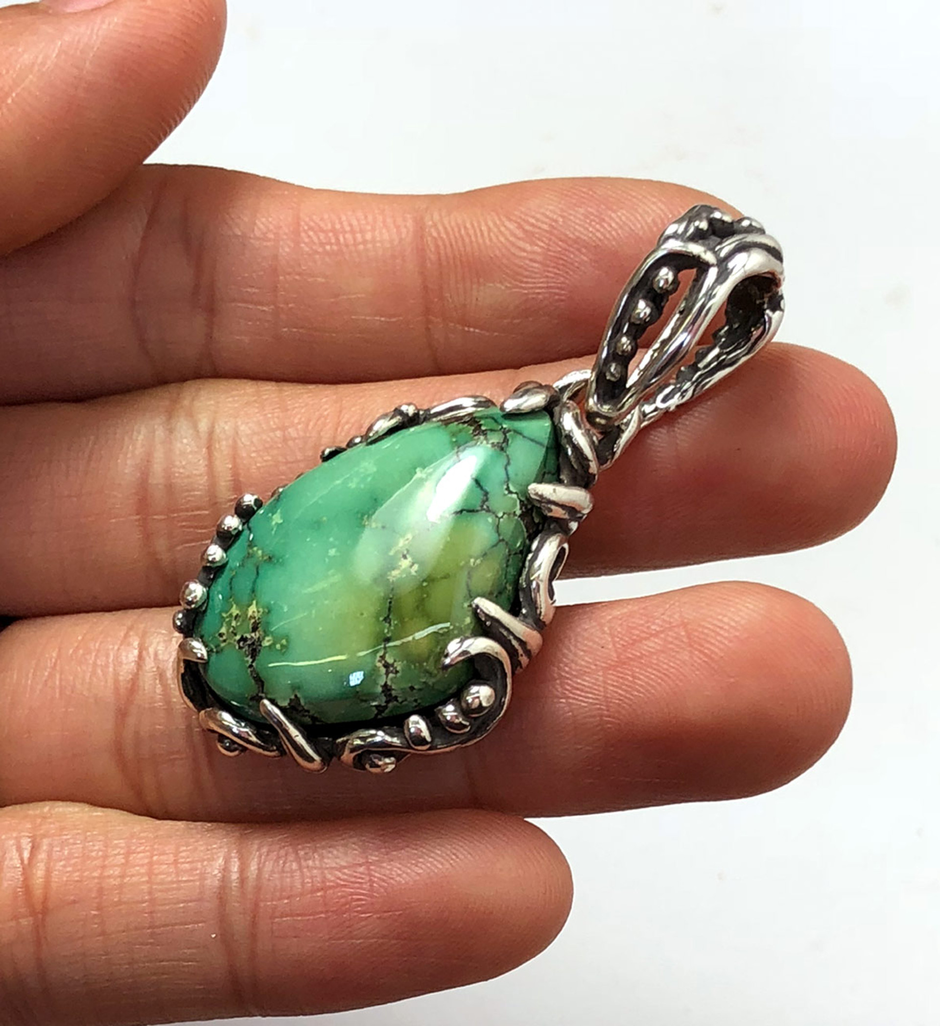 Polychrome Lime Green Turquoise Pendant