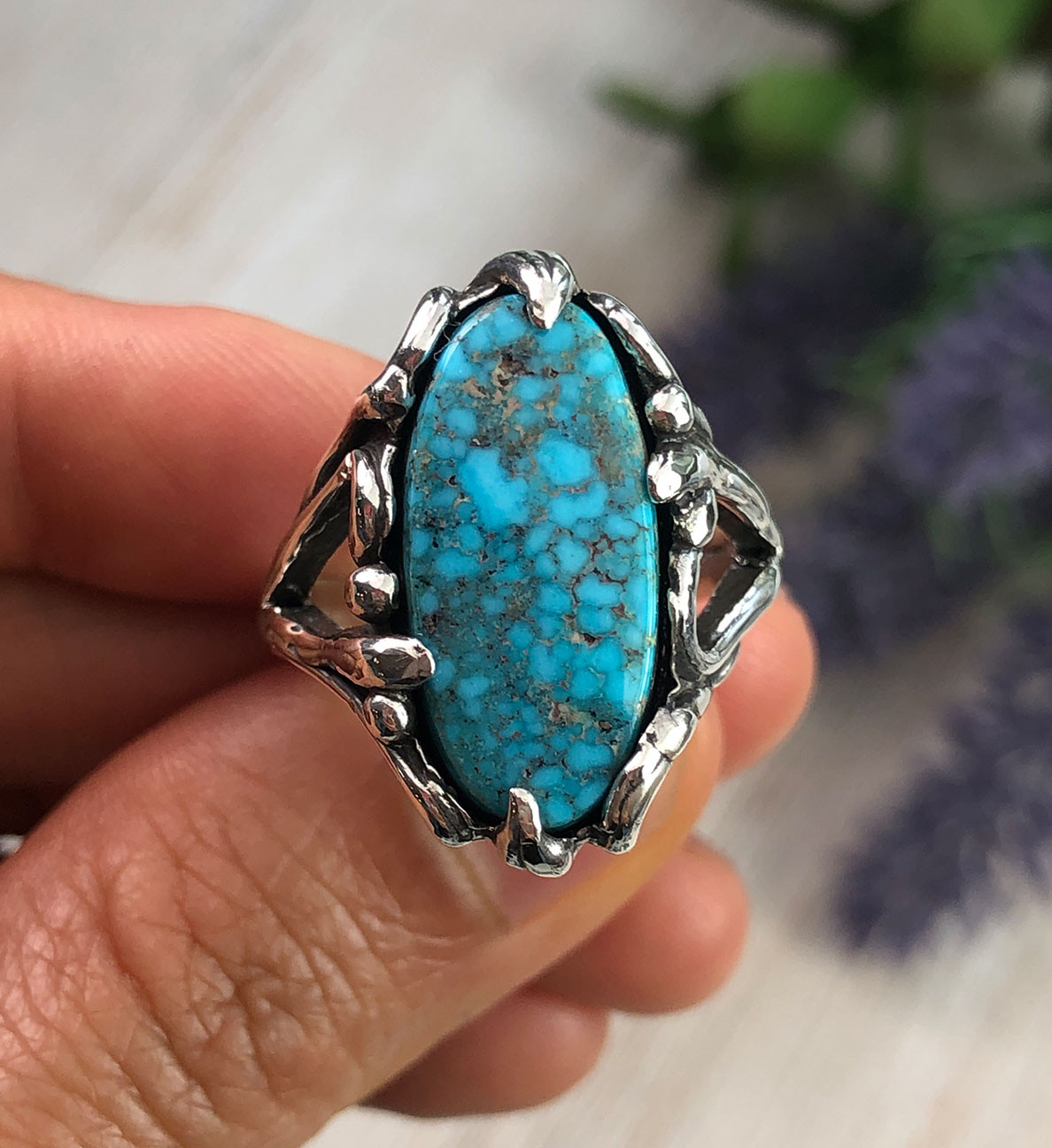 Large Natural Sleeping Beauty Turquoise Ring Size 10 - Dillon & Nattarika
