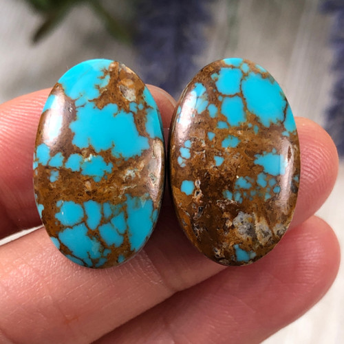 29.05 CTs. Royston Turquoise Cabochon Pair 
