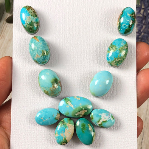 Hand cut Sonoran Gold Turquoise Cabochon necklace set