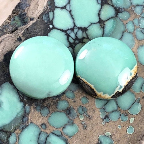 31.2 CTs. Desert Bloom Variscite cabochon pair  31.2 CTs. Desert Bloom Variscite cabochon pair