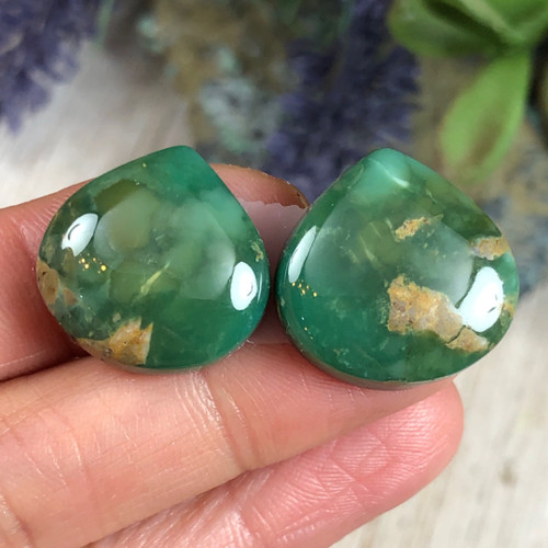 32.2 CTs. Broken Arrow Variscite Cabochon Pair