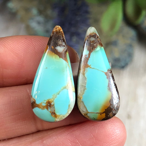 SOLD - 17.45 carats Royston Turquoise Cabochon Pair 