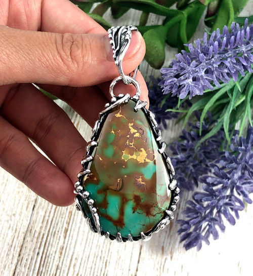 Natural Royston Turquoise Pendant Necklace