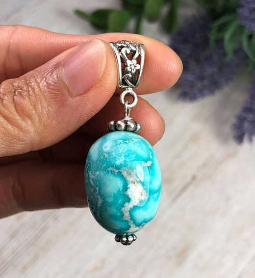 White Water Turquoise Bead pendant