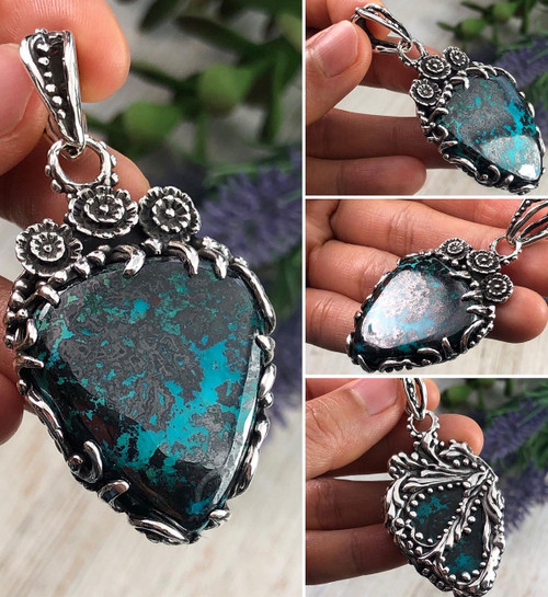 Shattuckite Lost Wax Style Pendant