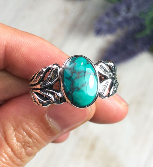 Hubei Turquoise Sterling Silver Ring Size 9 by Dillon Hartman