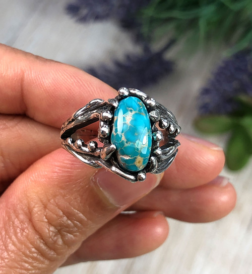 Natural Pilot Mountain Turquoise Ring size 7.75